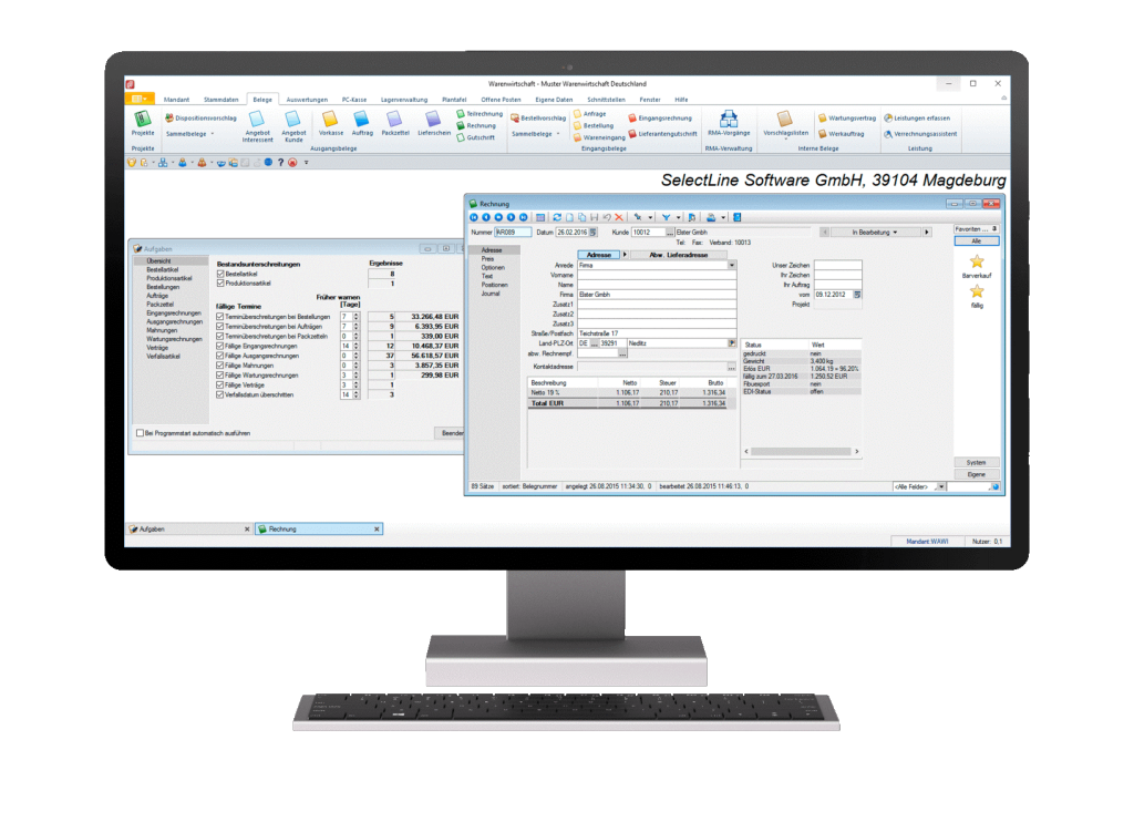 Screenshot Selectline Warenwirtschaft